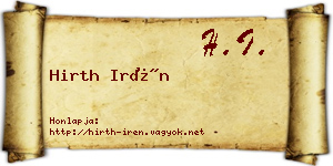 Hirth Irén névjegykártya